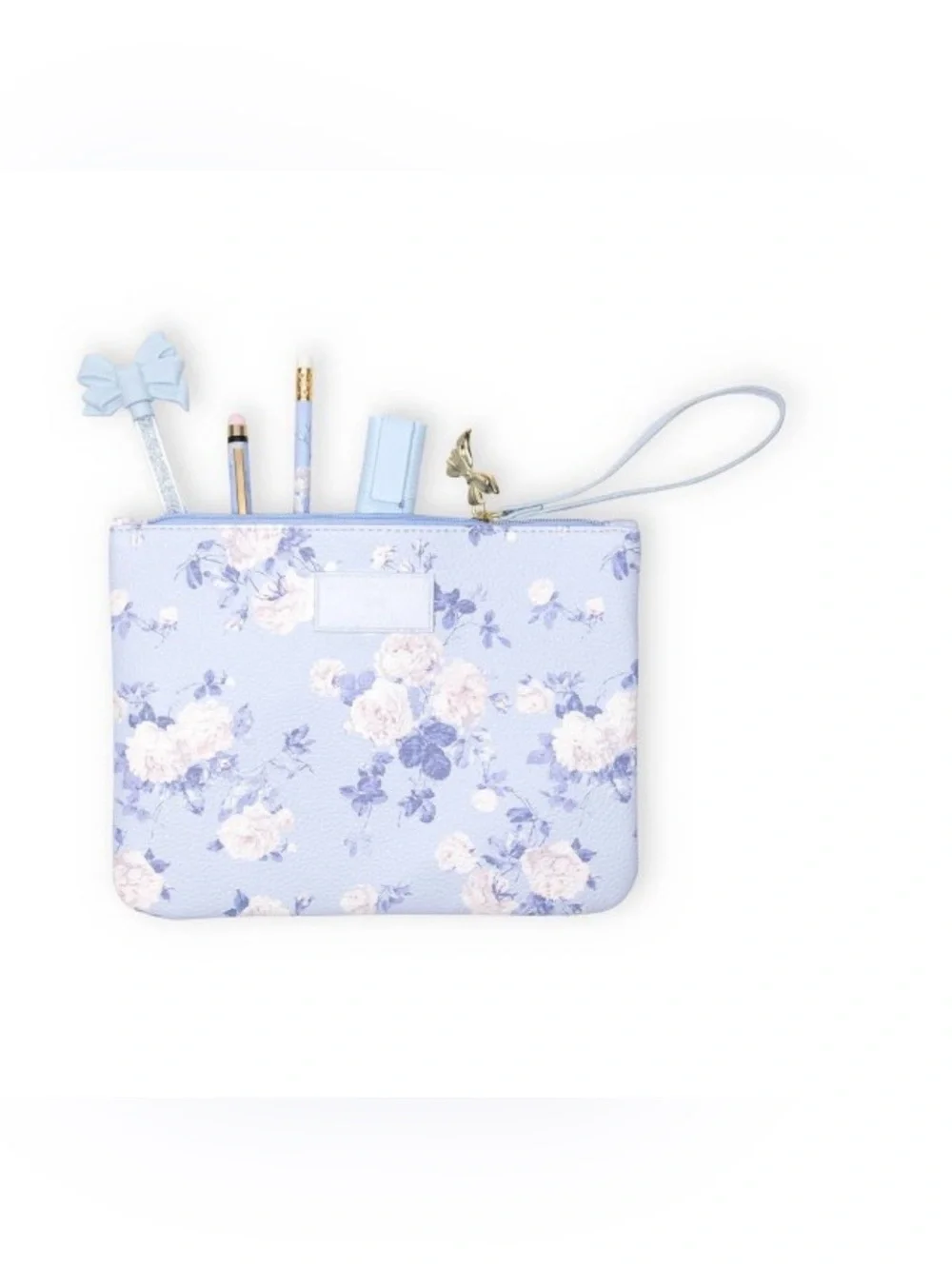 NWT LoveShackFancy × Target - Yoobi Everblooming Rosettes Pencil Case Blue